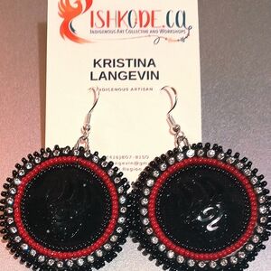 Black and Red Beaded Earrings